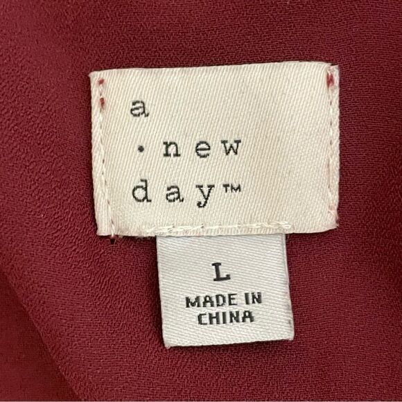 A New Day High Low Flowy Ruffle Dress Burgundy Red Size Large - Picture 10 of 11
